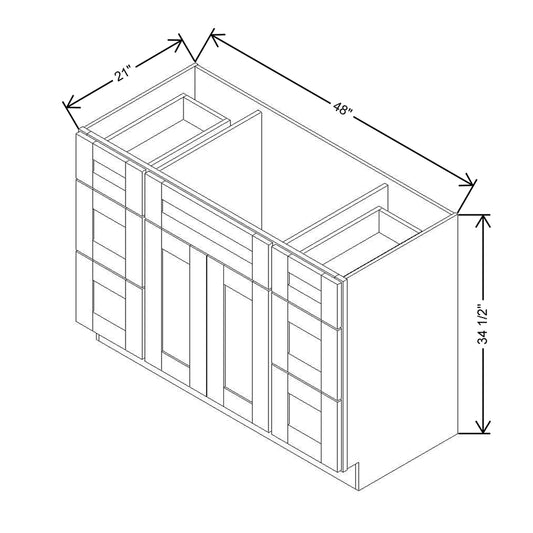 Modernform Cabinet Slate Shaker 48" W X 34 1/2" H X 21" D Combo Cabinet 2 Doors/6 Drawers/1 False Front