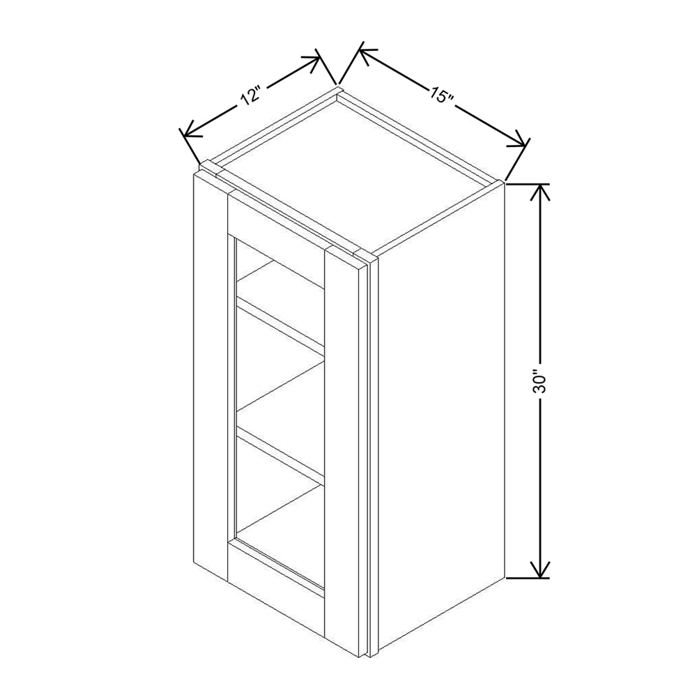 Modernform Cabinet Slim Dove White 15" W X 30" H X 12" D Single Glass Door Wall Cabinet