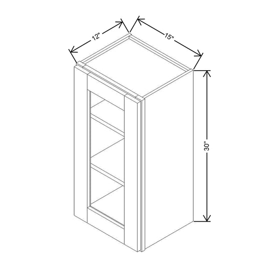 Modernform Cabinet Slim Dove White 15" W X 30" H X 12" D Single Glass Door Wall Cabinet