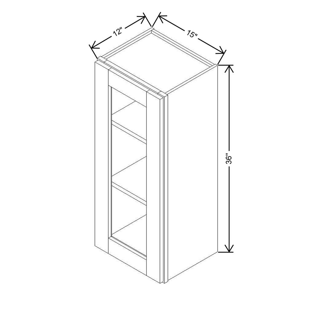 Modernform Cabinet Slim Dove White 15" W X 36" H X 12" D Single Glass Door Wall Cabinet