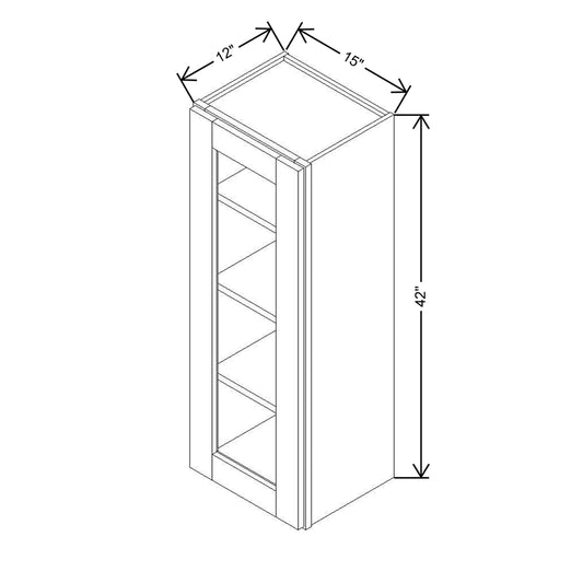 Modernform Cabinet Espresso Shaker 15" W X 42" H X 12" D Single Glass Door Wall Cabinet
