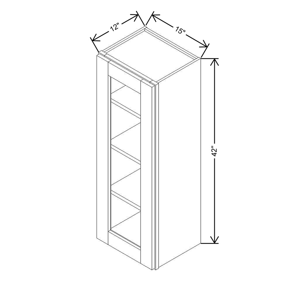 Modernform Cabinet Slim Dove White 15" W X 42" H X 12" D Single Glass Door Wall Cabinet