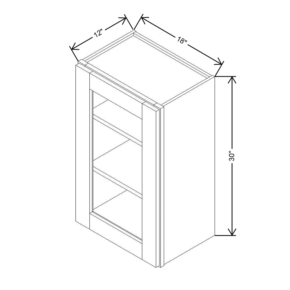 Modernform Cabinet Natural Shaker 18" W X 30" H X 12" D Single Glass Door Wall Cabinet