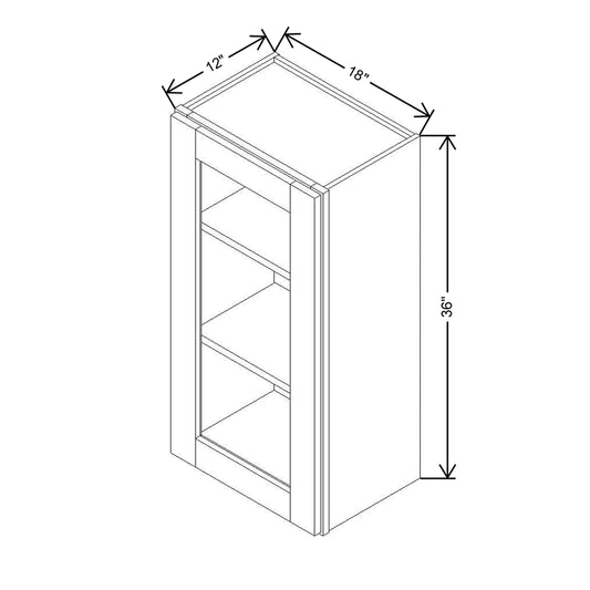 Modernform Cabinet Espresso Shaker 18" W X 36" H X 12" D Single Glass Door Wall Cabinet