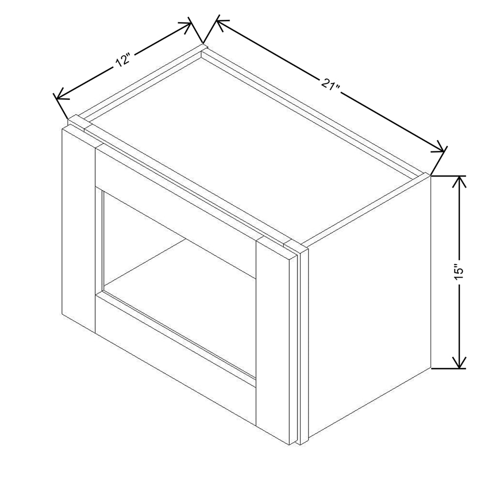 Modernform Cabinet Slate Shaker 21" W X 15" H X 12" D Single Glass Door Wall Cabinet