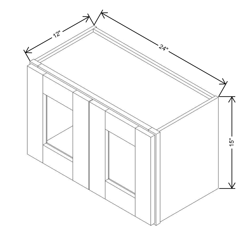 Modernform Cabinet Slate Shaker 24" W X 15" H X 12" D Double Glass Door Wall Cabinet