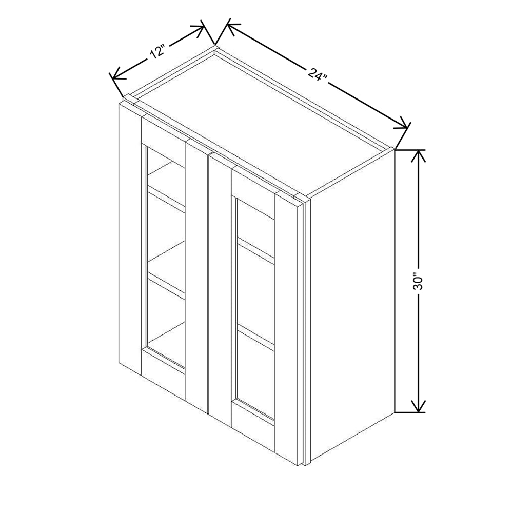 Modernform Cabinet Slim Dove White 24" W X 30" H X 12" D Double Glass Door Wall Cabinet