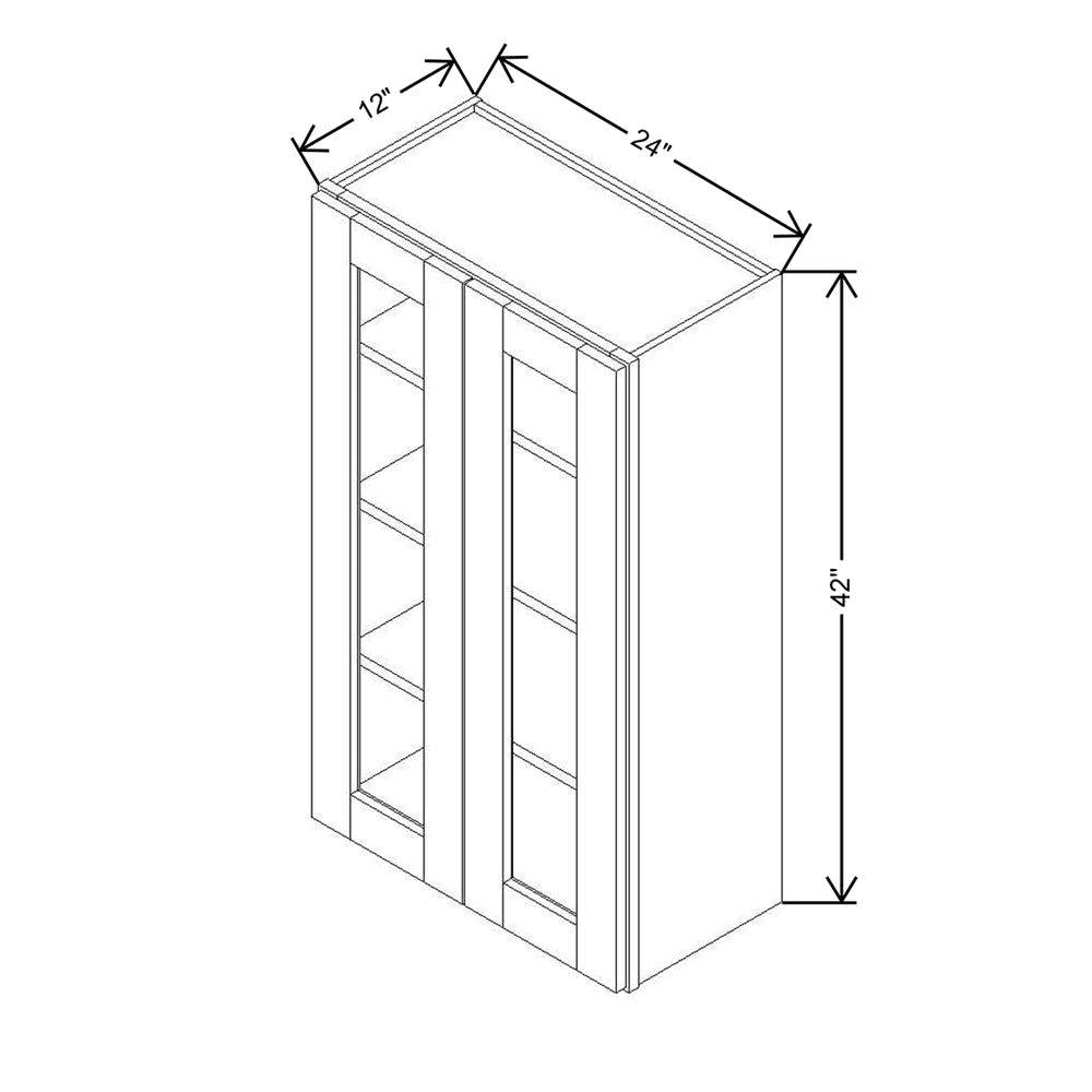 Modernform Cabinet Slim Dove White 24" W X 42" H X 12" D Double Glass Door Wall Cabinet