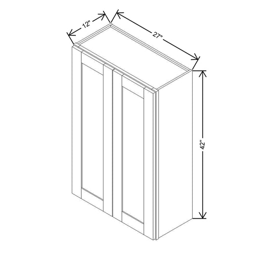 Modernform Cabinet Espresso Shaker 27" W X 42" H X 12" D Double Door Wall Cabinet