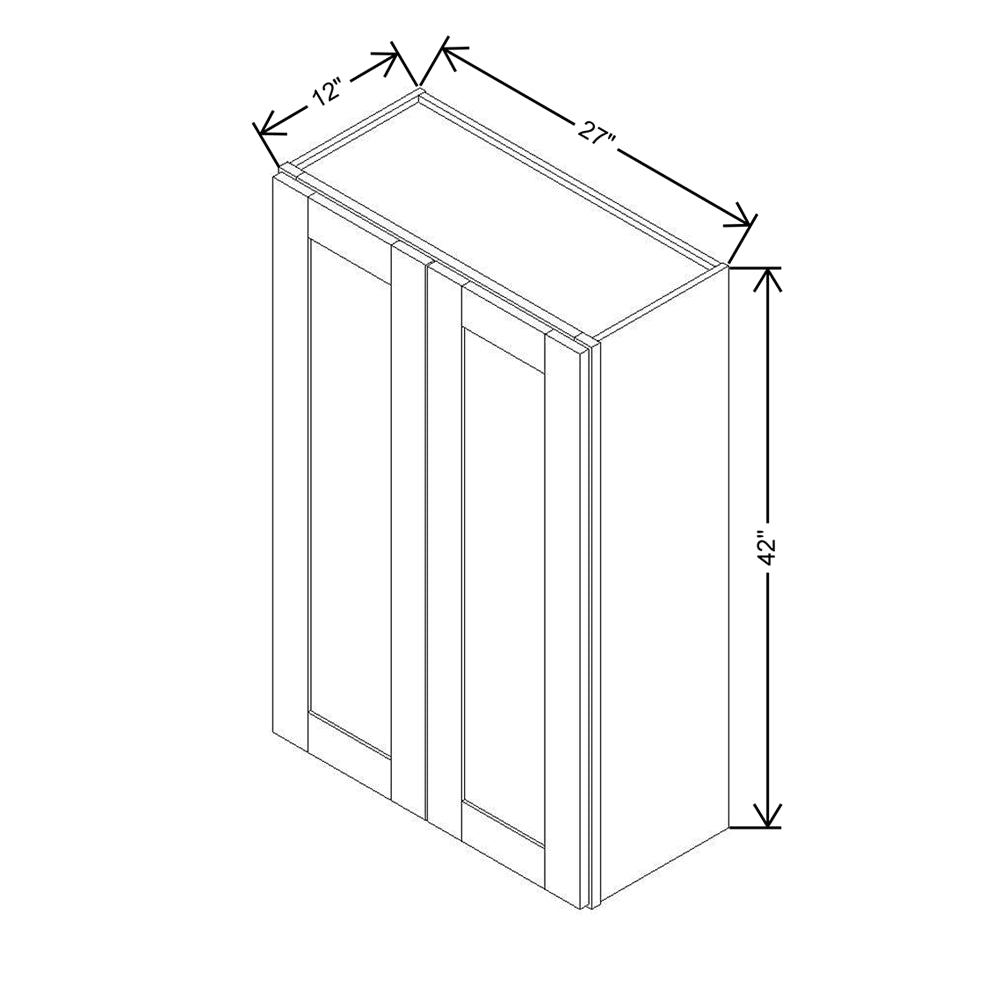 Modernform Cabinet Slim Dove White 27" W X 42" H X 12" D Double Door Wall Cabinet