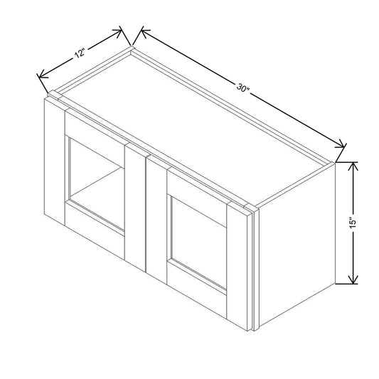 Modernform Cabinet Slate Shaker 30" W X 15" H X 12" D Double Glass Door Wall Cabinet
