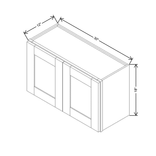 Modernform Cabinet Grey Shaker 30" W X 18" H X 12" D Double Door Wall Cabinet
