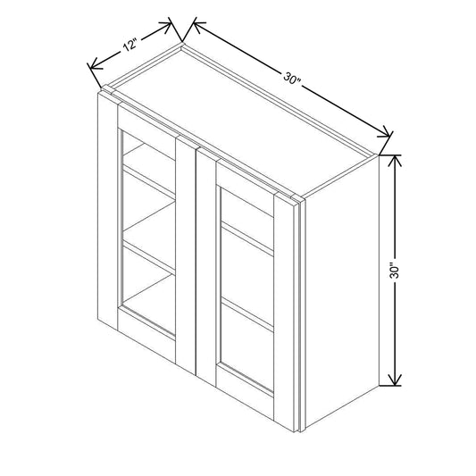 Modernform Cabinet Espresso Shaker 30" W X 30" H X 12" D Double Glass Door Wall Cabinet