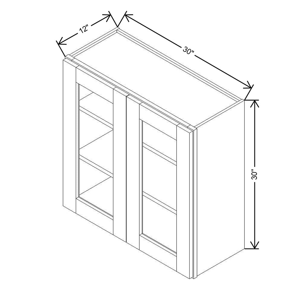 Modernform Cabinet Slim Sage Green 30" W X 30" H X 12" D Double Glass Door Wall Cabinet