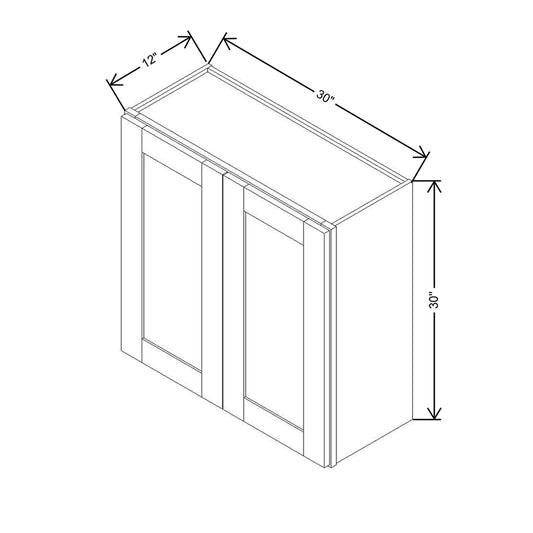 Modernform Cabinet Natural Shaker 30" W X 30" H X 12" D Double Door Wall Cabinet