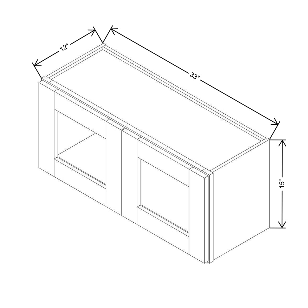 Modernform Cabinet Slate Shaker 33" W X 15" H X 12" D Double Glass Door Wall Cabinet