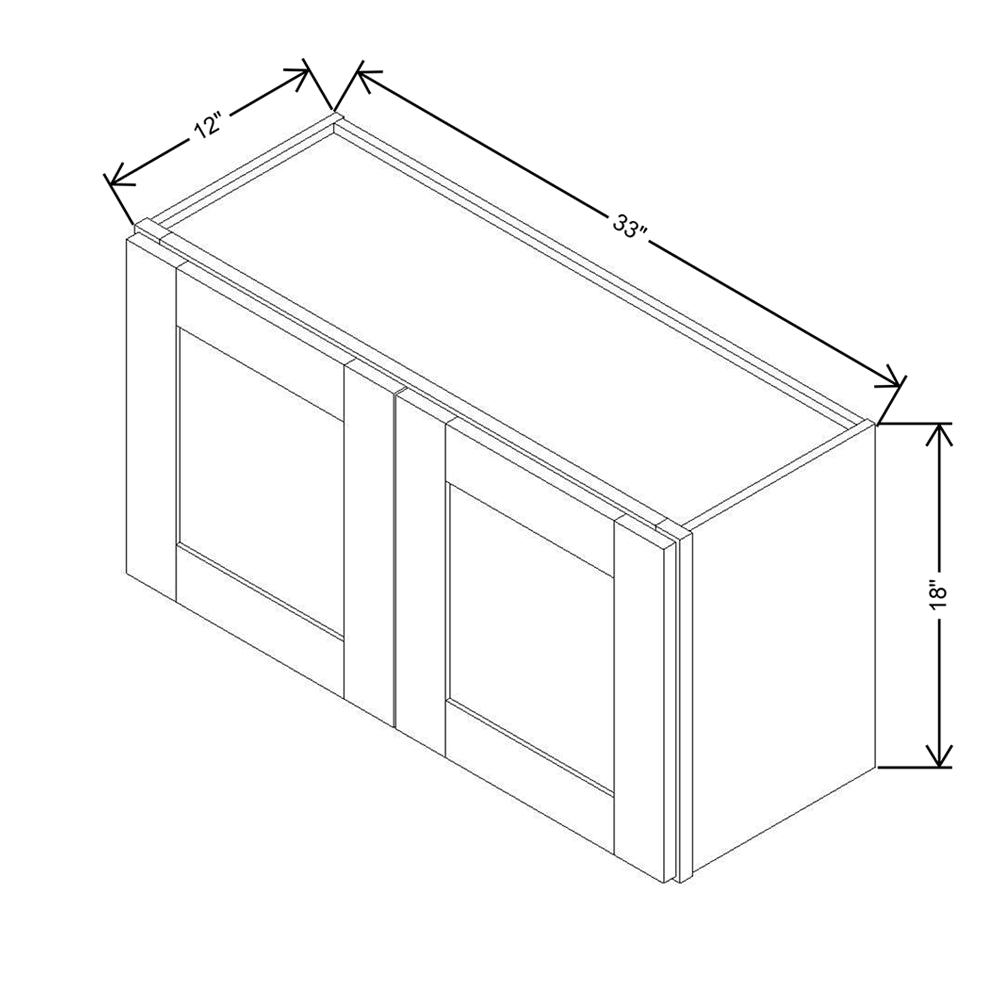 Modernform Cabinet Natural Shaker 33" W X 18" H X 12" D Double Door Wall Cabinet