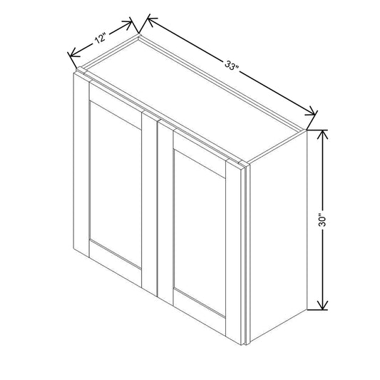 Modernform Cabinet Espresso Shaker 33" W X 30" H X 12" D Double Door Wall Cabinet