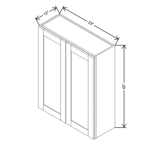 Modernform Cabinet Slim Dove White 33" W X 42" H X 12" D Double Door Wall Cabinet