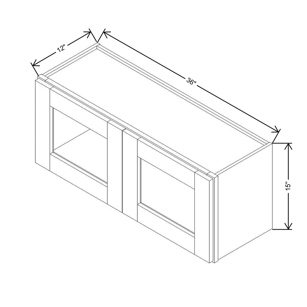 Modernform Cabinet Slate Shaker 36" W X 15" H X 12" D Double Glass Door Wall Cabinet