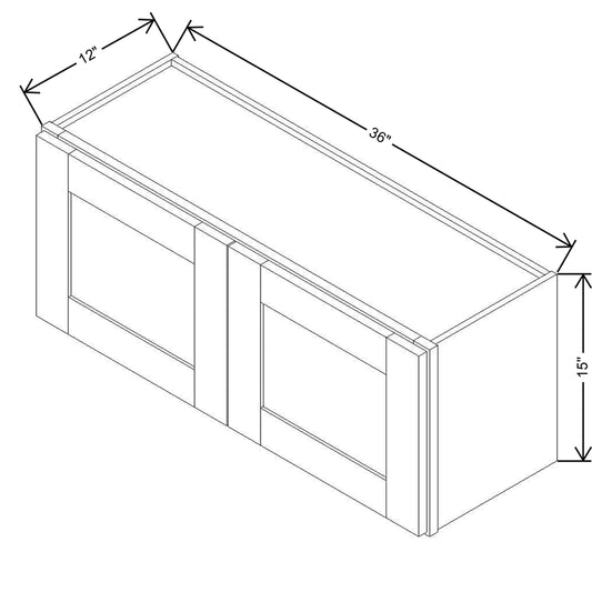Modernform Cabinet Slim Dove White 36" W X 15" H X 12" D Double Door Wall Cabinet