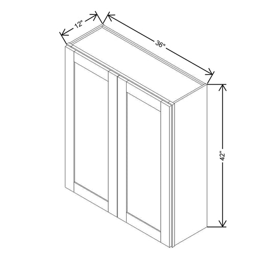 Modernform Cabinet Espresso Shaker 36" W X 42" H X 12" D Double Door Wall Cabinet