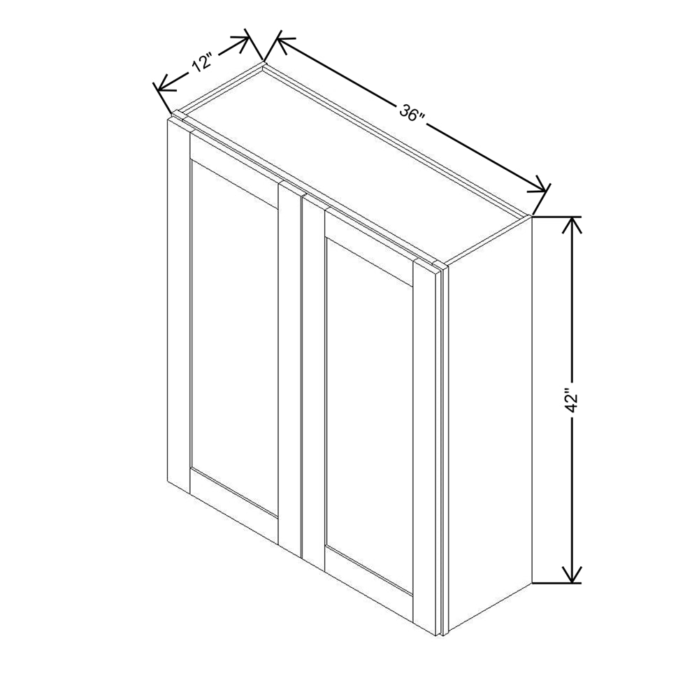 Modernform Cabinet Slate Shaker 36" W X 42" H X 12" D Double Door Wall Cabinet