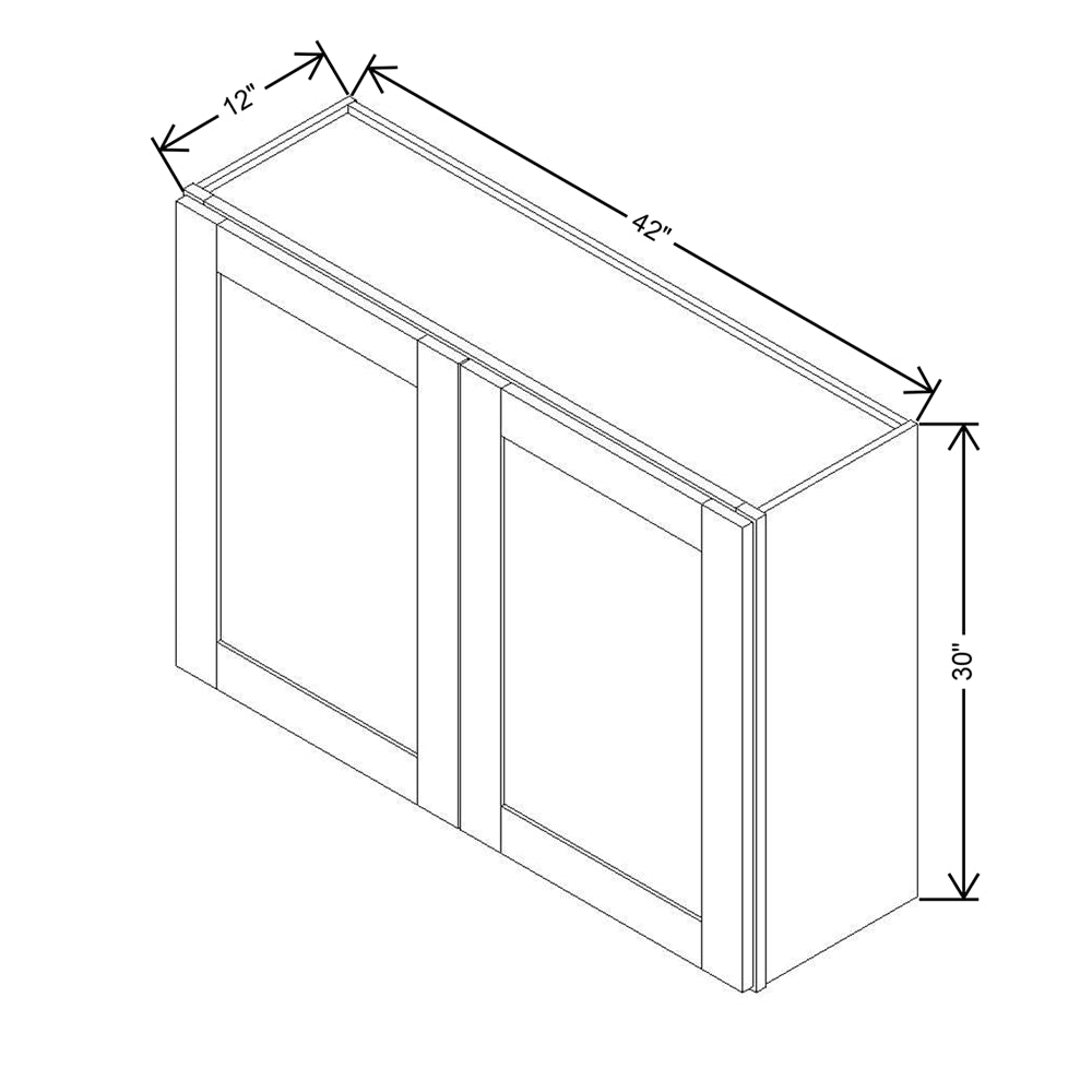 Modernform Cabinet Natural Shaker 42" W X 30" H X 12" D Double Door Wall Cabinet