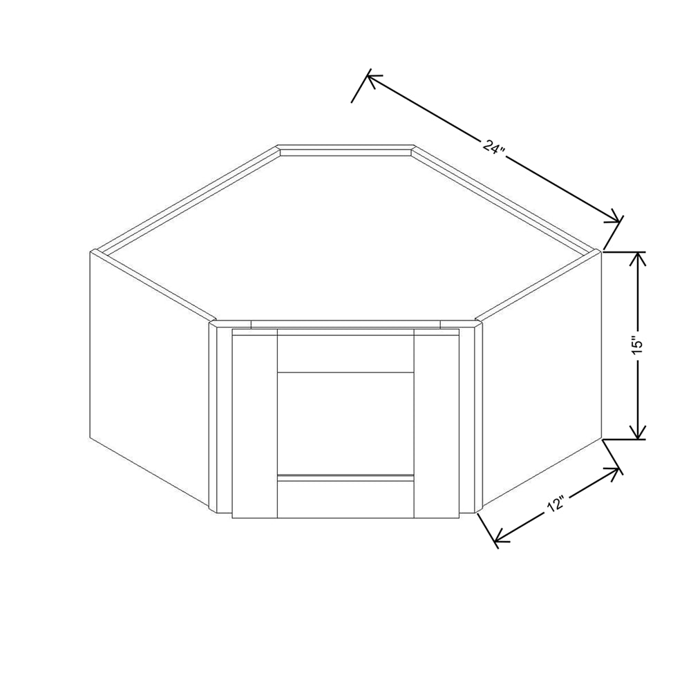 Modernform Cabinet Slate Shaker 24" W X 15" H X 12" D Diagonal Corner Glass Door Wall Cabinet