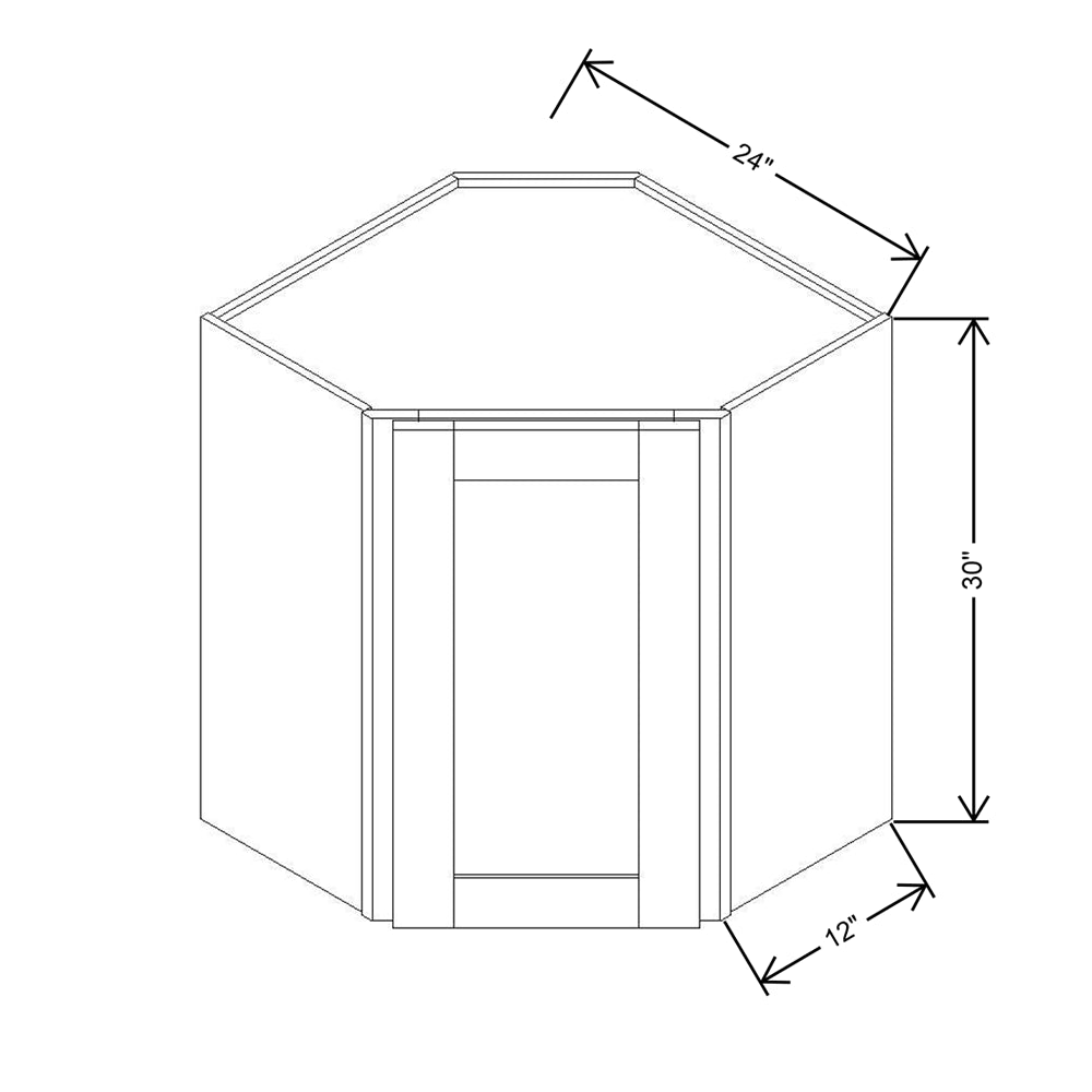 Modernform Cabinet Natural Shaker 24" W X 30" H X 12" D Wall Diagonal Corner Cabinet