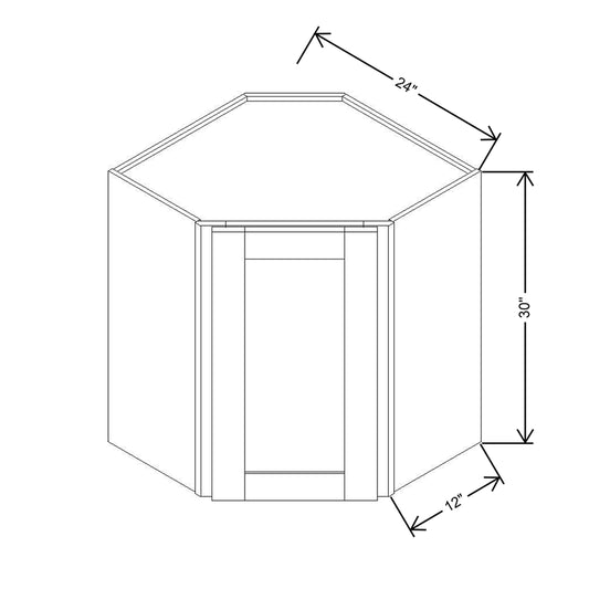 Modernform Cabinet Natural Shaker 24" W X 30" H X 12" D Wall Diagonal Corner Cabinet