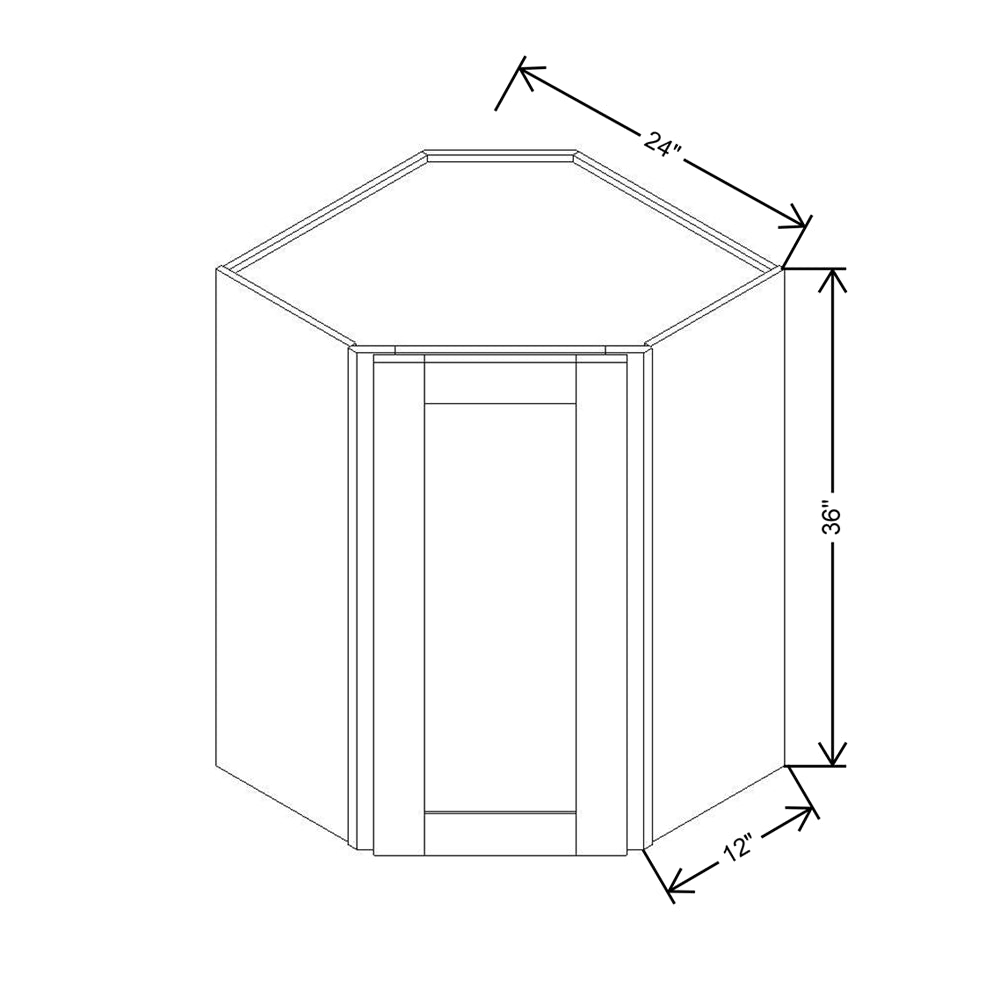 Modernform Cabinet Slim Dove White 24" W X 36" H X 12" D Wall Diagonal Corner Cabinet