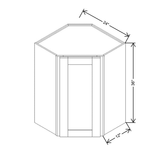 Modernform Cabinet Slim Dove White 24" W X 36" H X 12" D Wall Diagonal Corner Cabinet