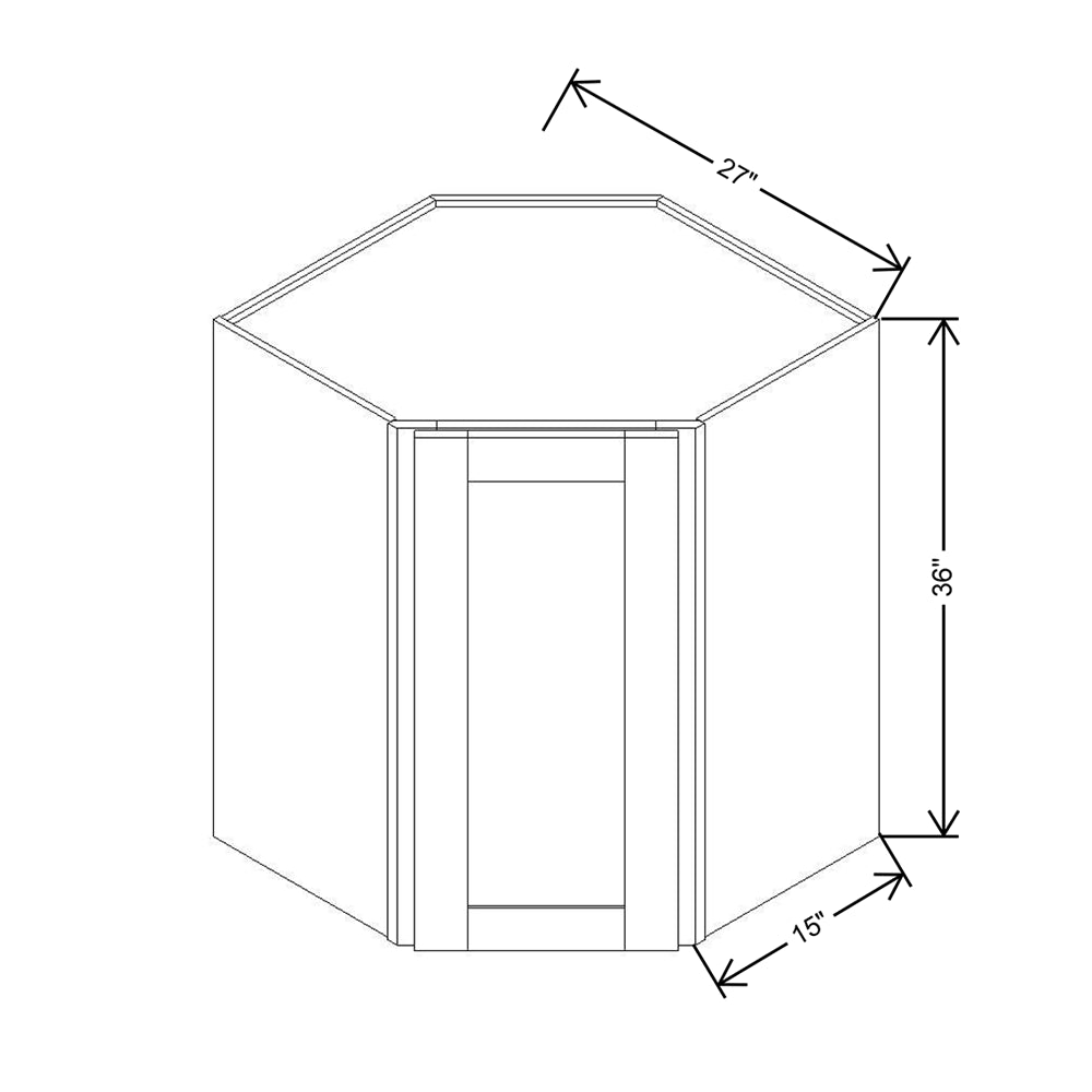 Modernform Cabinet Slim Dove White 27" W X 36" H X 15" D Wall Diagonal Corner Cabinet