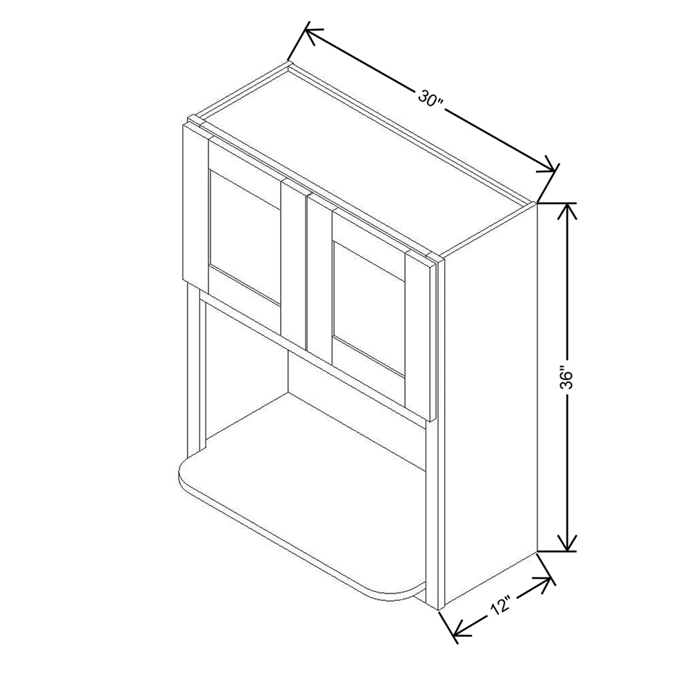 Modernform Cabinet Natural Shaker 30" W X 36" H X 12" D Microwave w/Bottom Shelf
