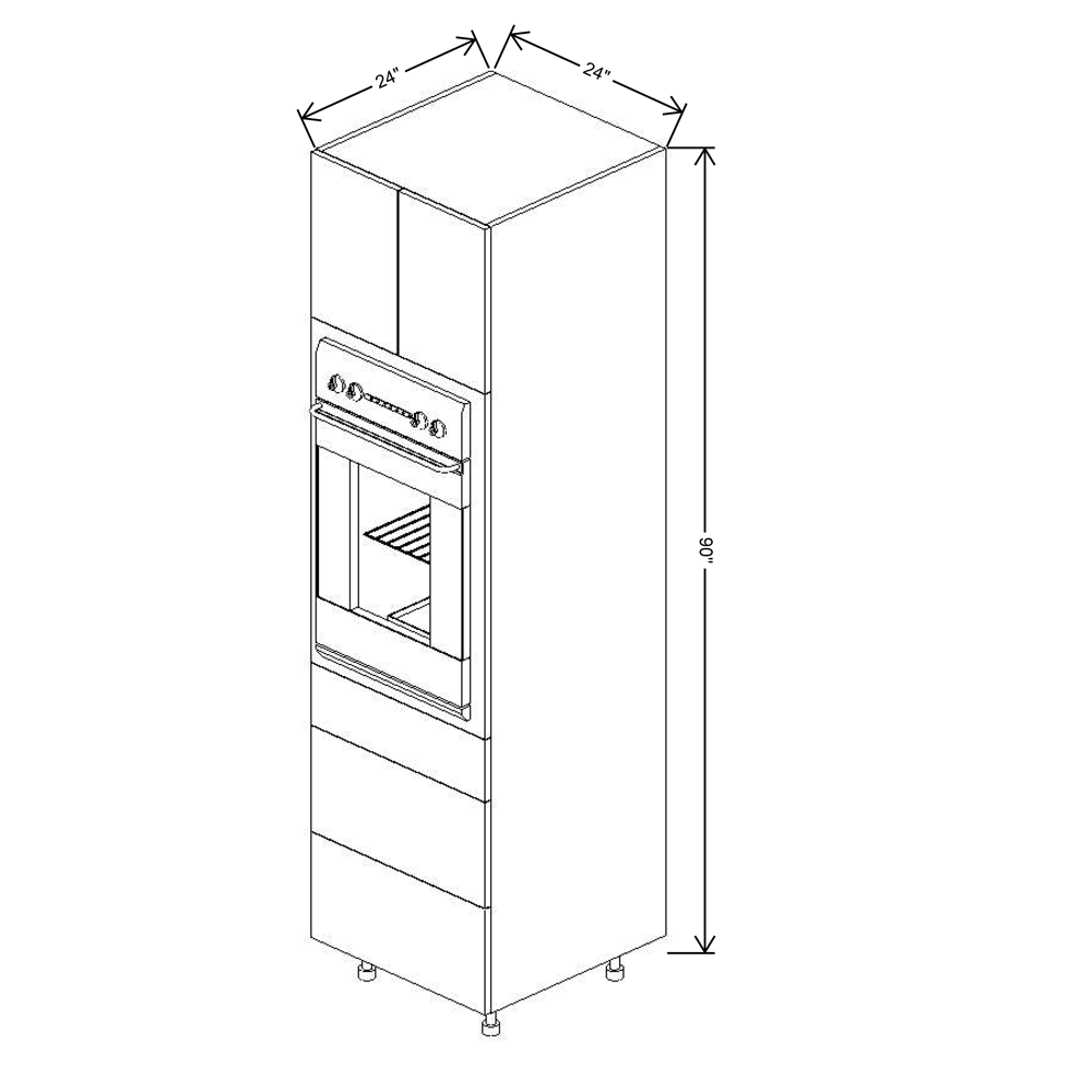 Fabuwood Illume Catalina Carbone Matte 90"H Single Oven w/3 Drawers