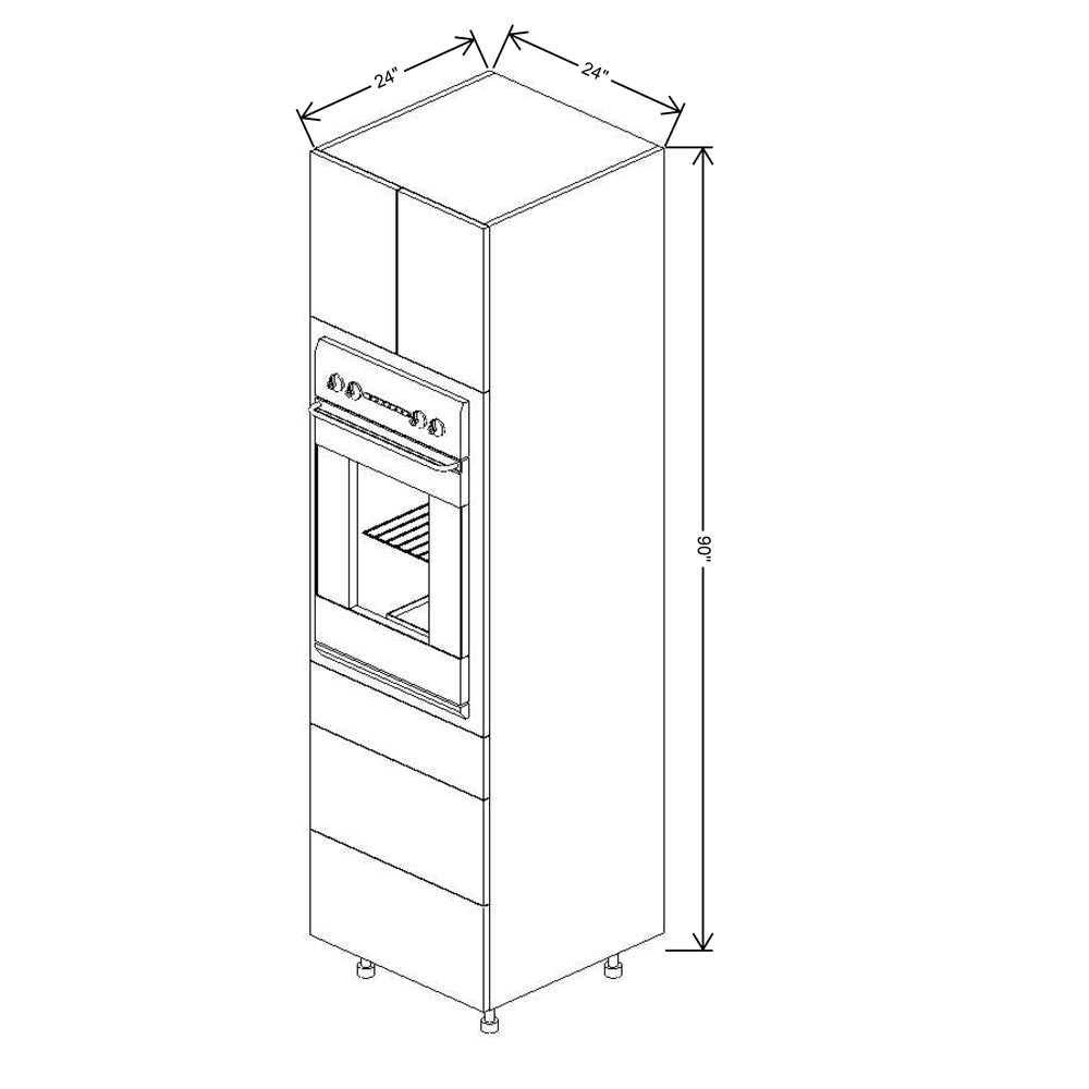 Fabuwood Illume Catalina Grigio Gloss 90"H Single Oven w/3 Drawers