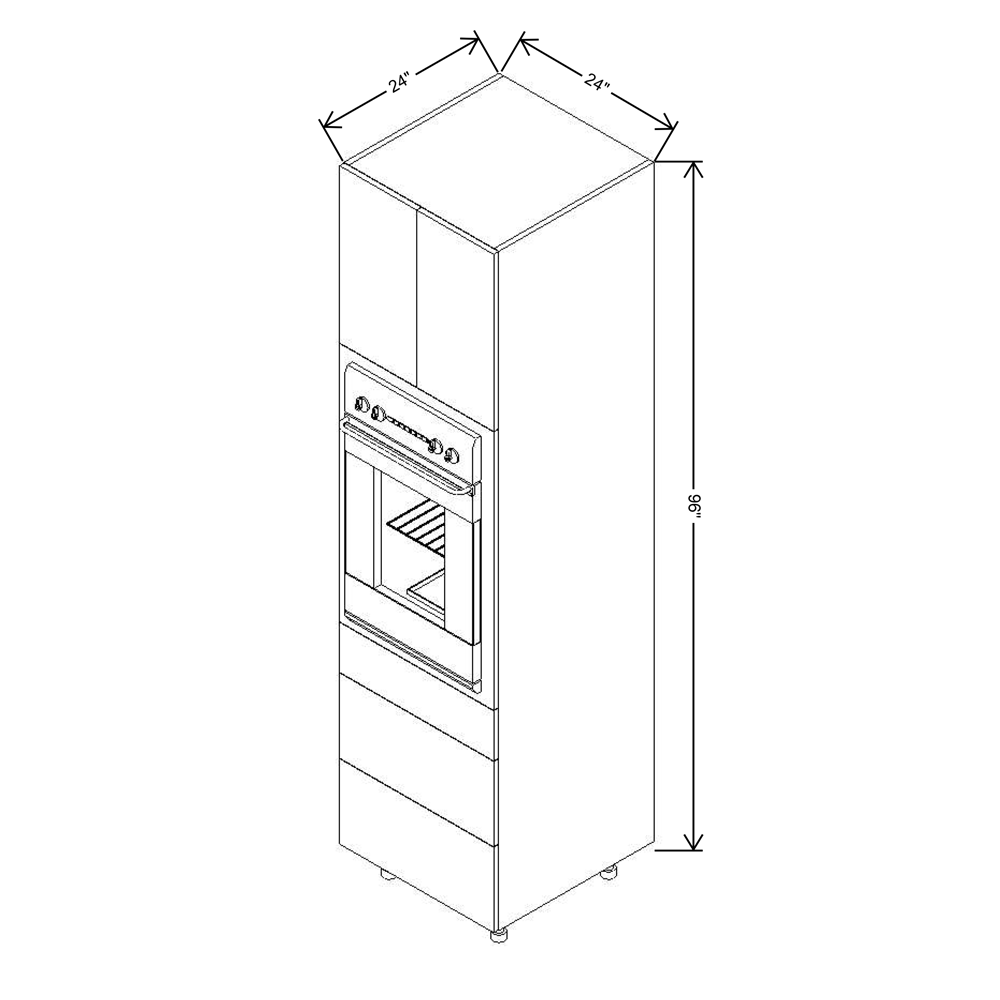 Fabuwood Illume Catalina Bianco Gloss 2 96"H Single Oven w/3 Drawers