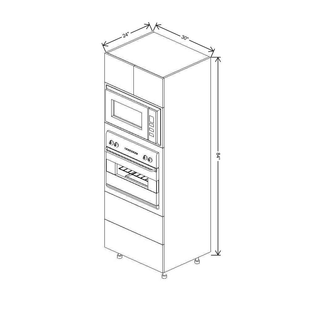 Fabuwood Illume Catalina Bianco Gloss 2 84"H Combo Oven w/2 Drawers