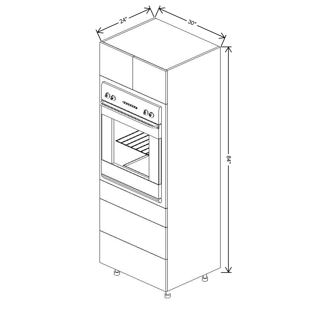 Fabuwood Illume Catalina Bianco Gloss 2 84"H Single Oven w/3 Drawers