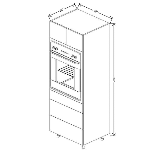 Fabuwood Illume Catalina Carbone Matte 84"H Single Oven w/3 Drawers