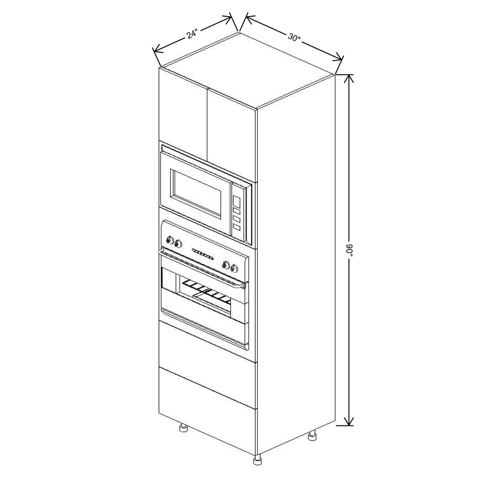 Fabuwood Illume Catalina Bianco Gloss 2 90"H Combo Oven w/2 Drawers