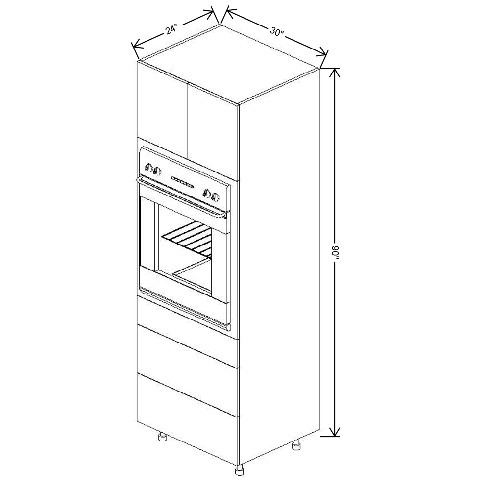 Fabuwood Illume Tuscany Nocce 3  90"H Single Oven w/3 Drawers