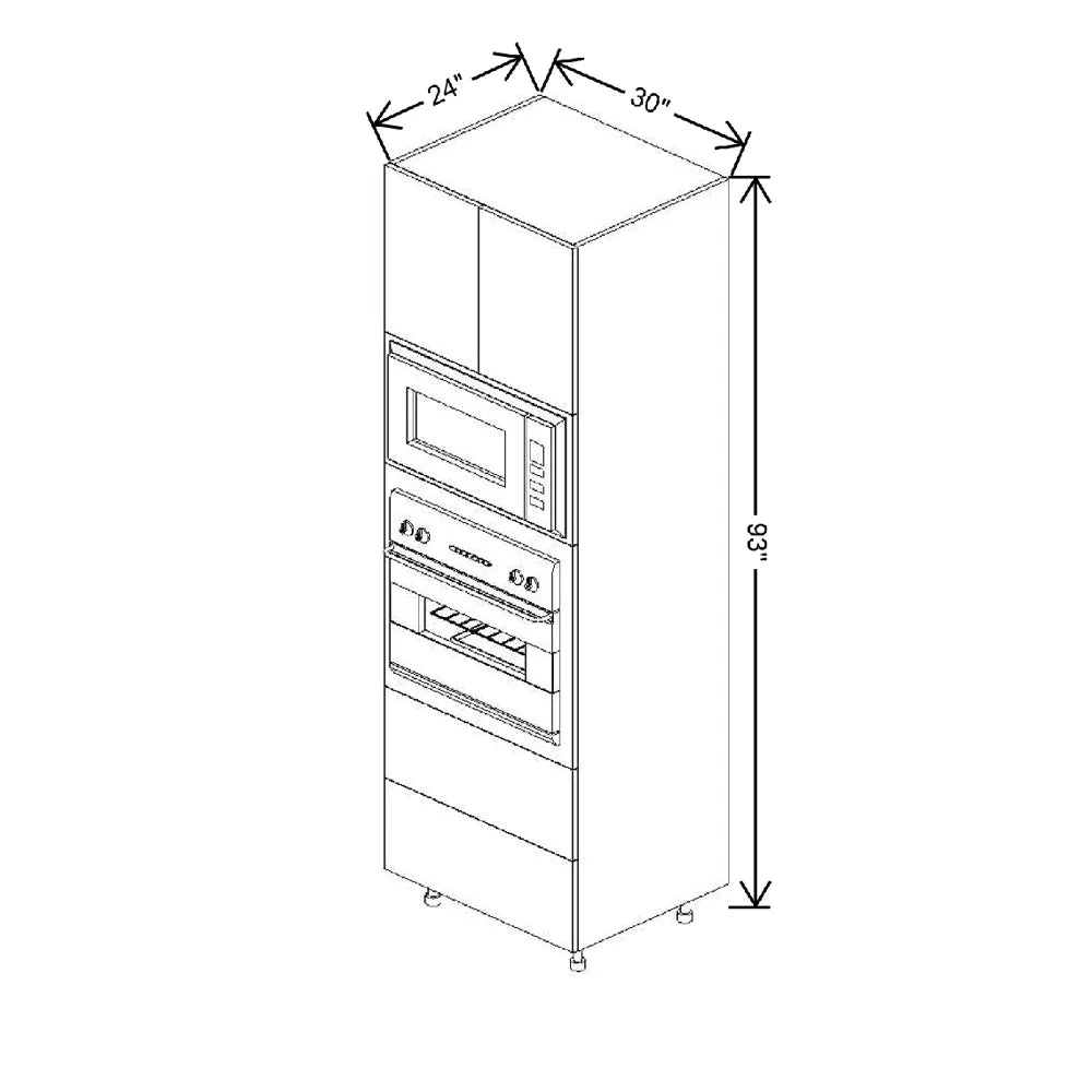 Fabuwood Illume Catalina Grigio Gloss 30" W x 93" H x 24" D Combo Oven W/2 Drawers Cabinet