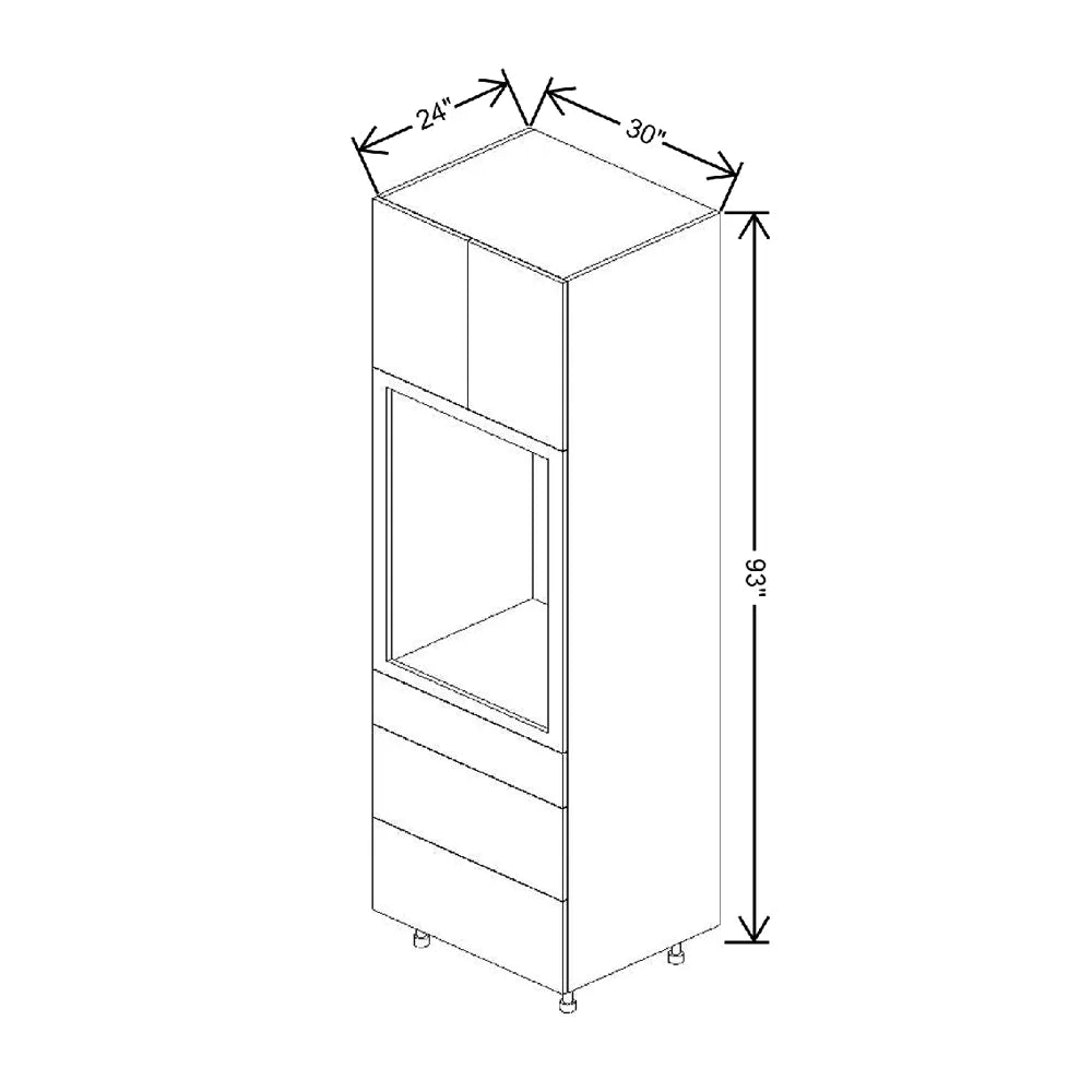 Fabuwood Illume Tuscany Como Ash 2 30" W X 93" H Single Oven Cabinet W/ 3 Drawers on the Bottom
