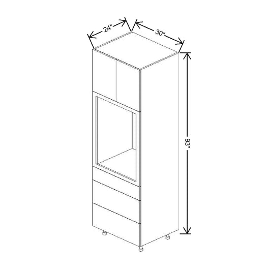 Fabuwood Illume Tuscany Como Ash 2 30" W X 93" H Single Oven Cabinet W/ 3 Drawers on the Bottom
