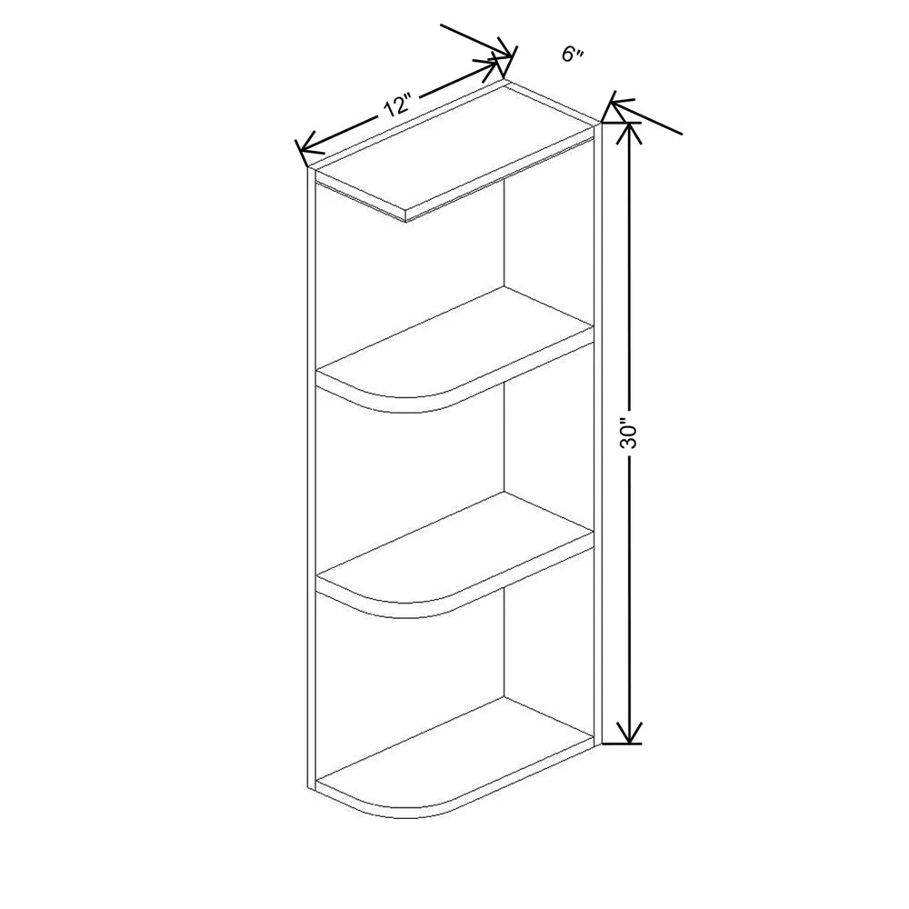 Fabuwood Allure Luna Timber 06" W X 30" H X 12" D Wall Open Right End Cabinet