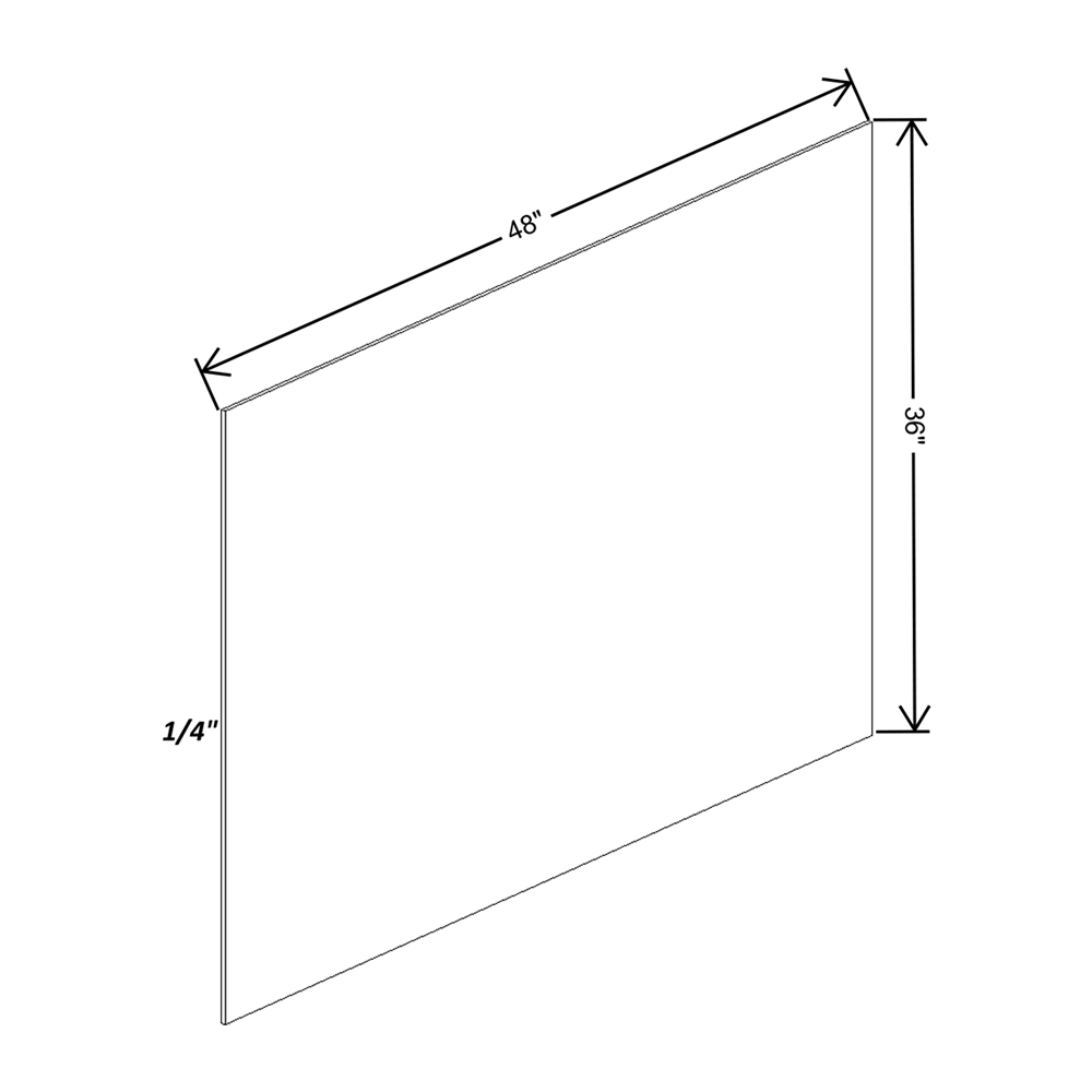 Wolf Classic Dartmouth Pewter Paint Ply Ven Finished End Panel - 48"W X 36"H X 1/4"D - (Vert)