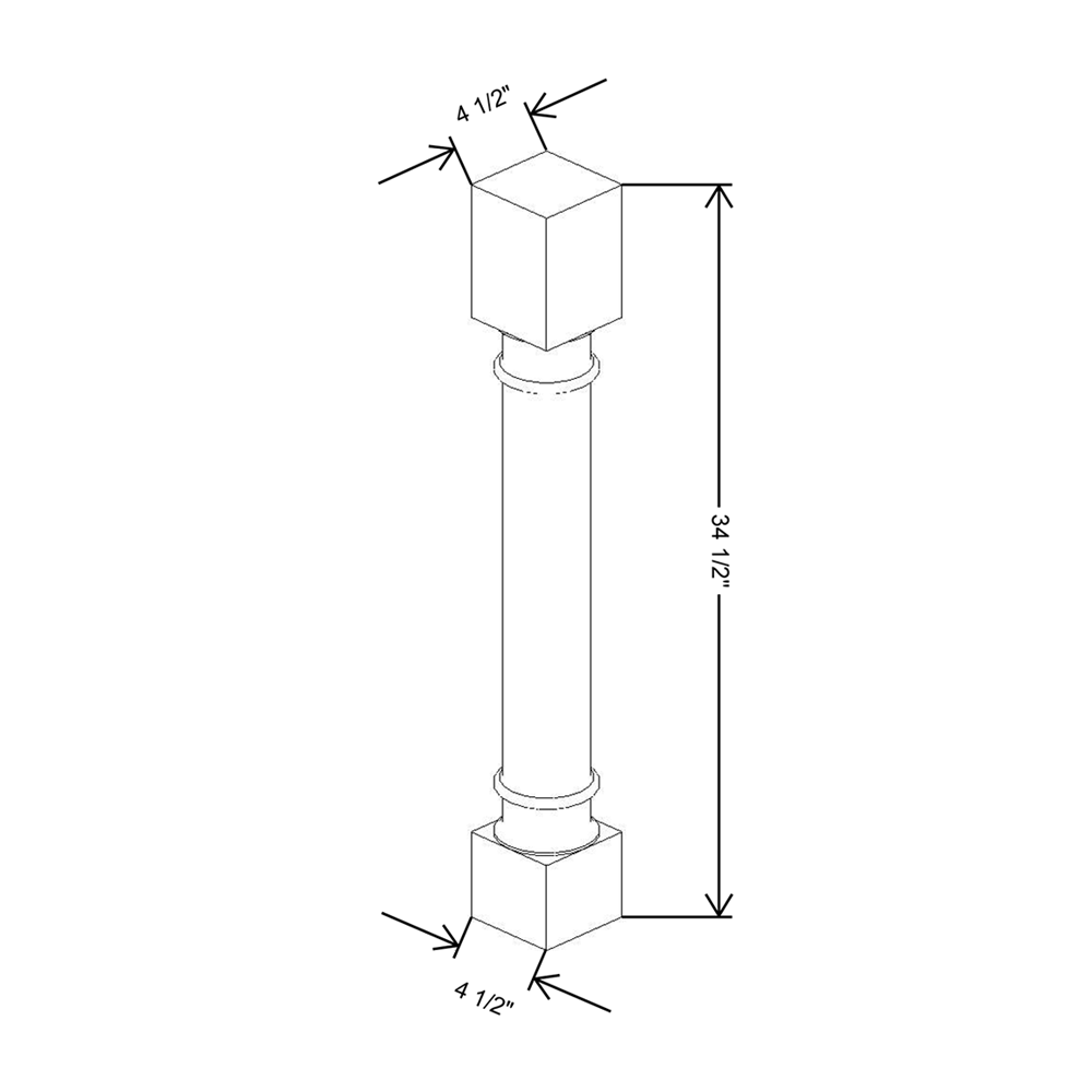 Cubitac Prestige Dover Latte 4 1/2"W X 4 1/2" D X 35 1/4"H Fluted Post