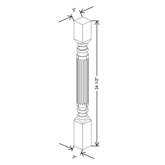 CNC Concord Elegant Ocean 3" W X 34 1/2" H Post Fluted